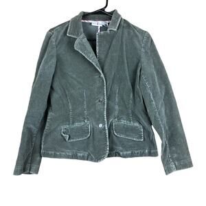 Duck Head Womens Jacket Green Corduroy Collared Button Down Pockets Stretch 8
